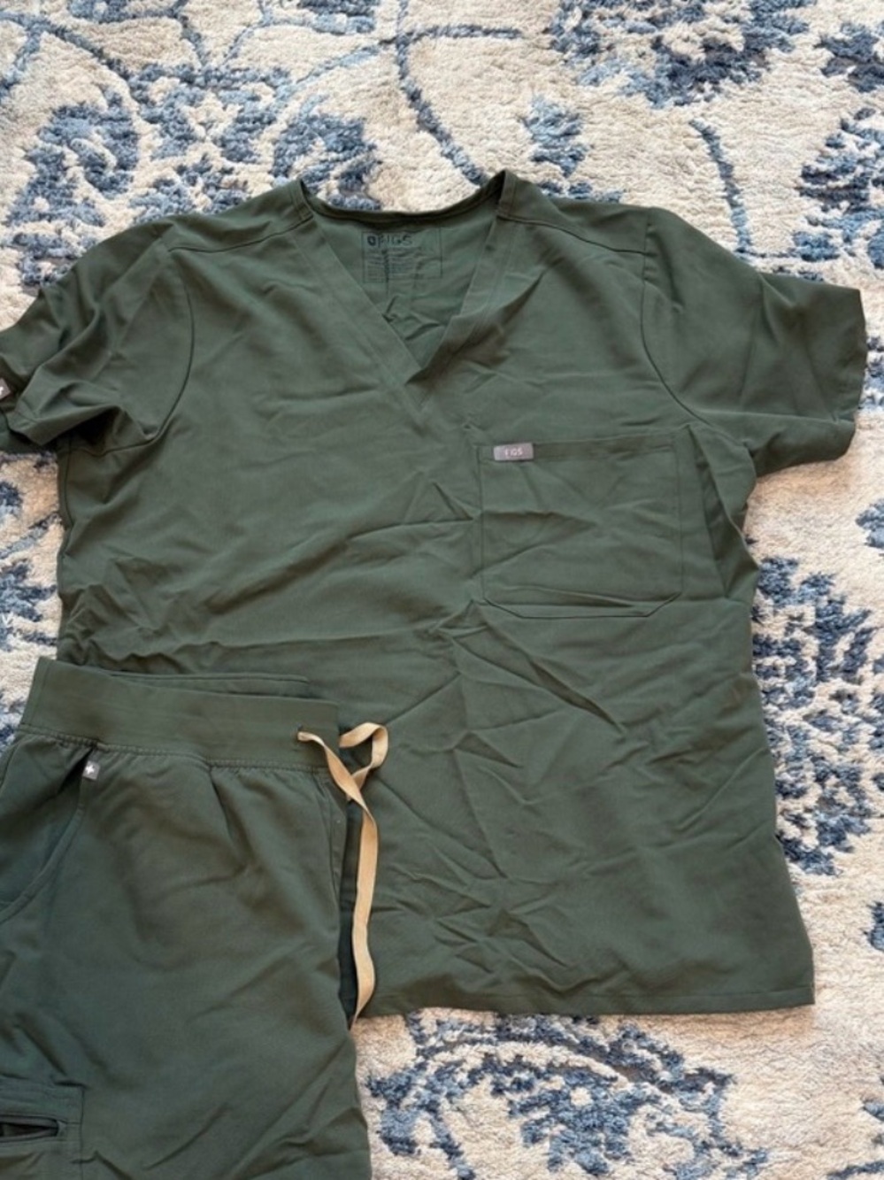 Figs Olive Green Scrub Top